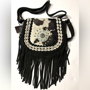 Genuine Suede Leather Crossbody Bag:
